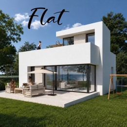 Flat - projekt domu z tarasem wypoczynkowym na dachu na zgłoszenie 70m2