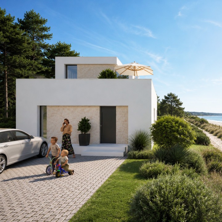 Flat - projekt domu z tarasem wypoczynkowym na dachu na zgłoszenie 70m2
